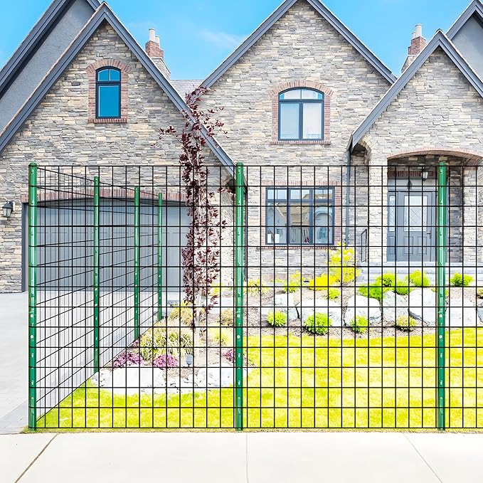 ARIFARO Sturdy Duty Metal Fence Posts 6 Feet assemblable,Pack of 10,No Digging Garden U Post for Wire Fencing Steel Poles for Yard, Outdoor