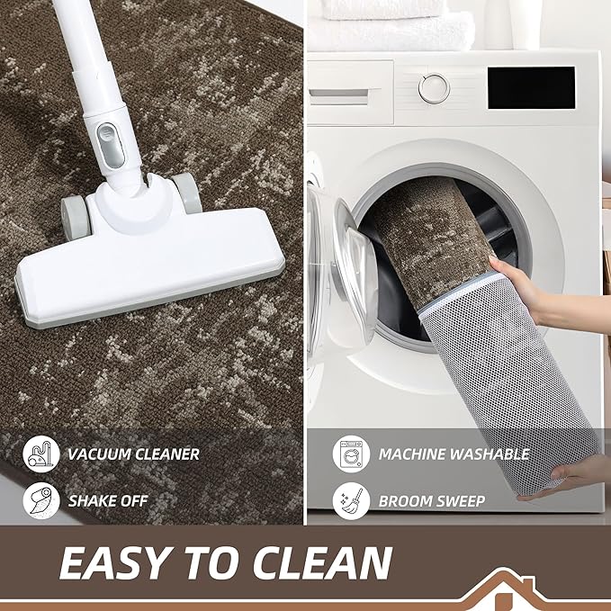 BEQHAUSE Dirt Trapper Door Mat 24"x36" Non-Slip Door Mats Washable Entryway Rugs Stain Resistant Doormat Absorbent Welcome Floor Mat for Front Back Door, Muddy Wet Shoes & Paws,Brown