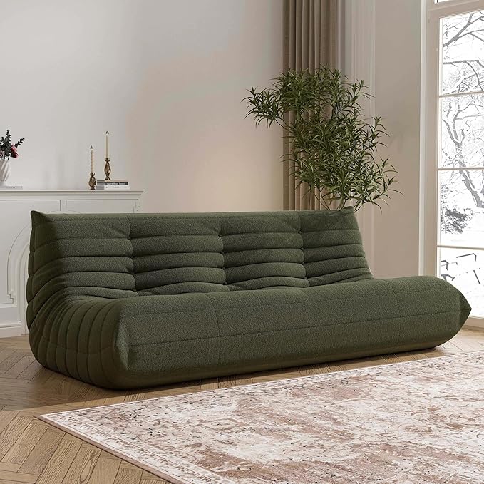 Big Bean Bag Chairs for Adults, 3 Seater Large Floor Sofa (Green)