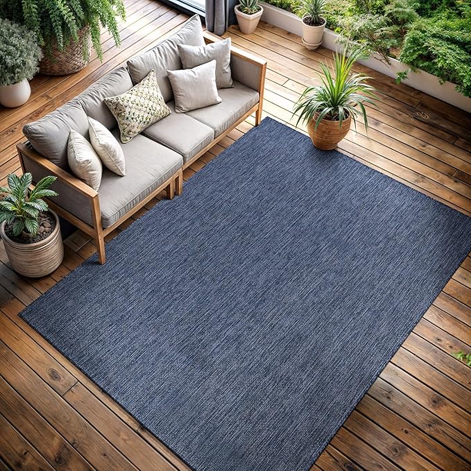 CAMILSON Outdoor Rug 6x9 Modern Area Rugs for Indoor and Outdoor Patios and Porches - Waterproof, Washable, Non-Shedding, Easy-to-Clean Outside Carpet (6 x 9, Solid - Navy Blue)