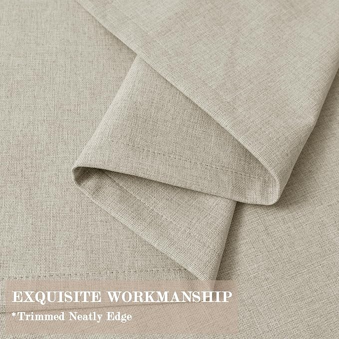 100% Blackout Linen Textured Drapes for Bedroom Pinch Pleated Curtains for Track System Portable Drapery for Sliding Glass Door/Storage/Space Room Divider, 70" Wx102 L, 1 PC, Ivory White