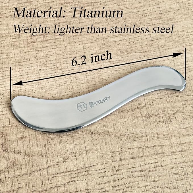 BYYDDIY 6.3 inch Hypoallergenic Titanium Gua Sha Muscle Scraper Tool,Muscle Scraping Tool (S-TI)