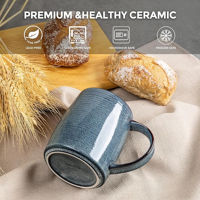 GBHOME Large Coffee Mugs Set of 6, 18oz Handmade Ceramic Coffee Mugs Set with Gradient color for Latte/Tea/Beer/Hot Cocoa, Dishwasher & Microwave Safe,