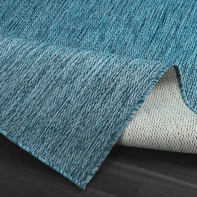 CAMILSON Outdoor Rug 6x9 Modern Area Rugs for Indoor and Outdoor Patios and Porches - Waterproof, Washable, Non-Shedding, Easy-to-Clean Outside Carpet (6 x 9, Solid - Aqua)