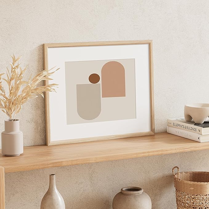 16x20 Picture Frame Set of 4 Natural Solid Oak Photo Frames with 11x14 Removable Mat Wall Hanging Large Handcrafted Frame with HD Plexiglass Wall and Tabletop Display Large Poster Frame