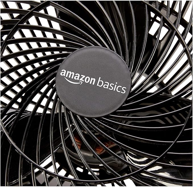 Amazon Basics Air Circulator Fan, Desk Fan for Bedroom, Home and Office, With 90-Degree Tilt Head, 3 Speed Settings, Lightweight (4.2 LBS), 70 Watts, Black, 14.8"Wx7.6"Dx14.1"H