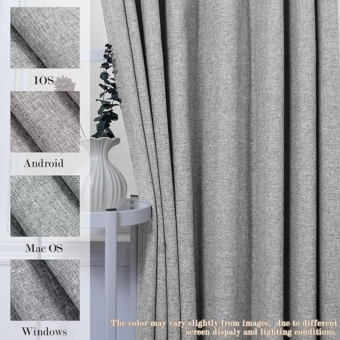 120" Wx96 L Linen Room Divider Drapes for Doorway/Glass Window/Sliding Door/Patio, Extra Wide Pinch Pleated Full Blackout Curtains for Girls Boys Teen Kids Room, 1 Panel, Light Grey