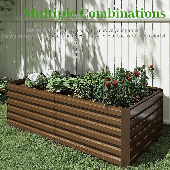 6x3x2 ft Raised Garden Bed, Large Metal Planter Raised Beds, Planters for Outdoor Plants for Vegetables, Flowers, Herbs, Fruits, and Succulents.(4 Pcs)