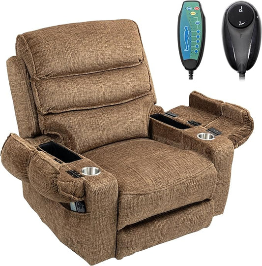 27in Extra Wide Power Lift Recliner Chair for Big Tall with Extended Footrest Heat Massage, Oversized Electric Lift Recliner Chairs for Adults Elderly Seniors, Arm Storage & Cup Holders