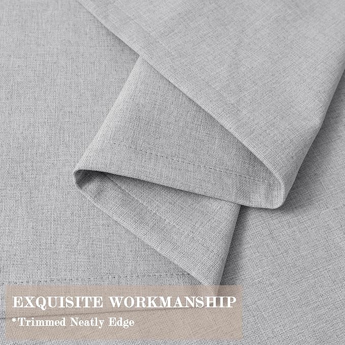 Extra Wide 100% Blackout Linen Textured Curtains - Room Dividers, W150 x L108 (1 Panel), Pinch Pleat Drapes for Living Room, Full Light Block Out Drapery for Sliding Door, Silver Grey