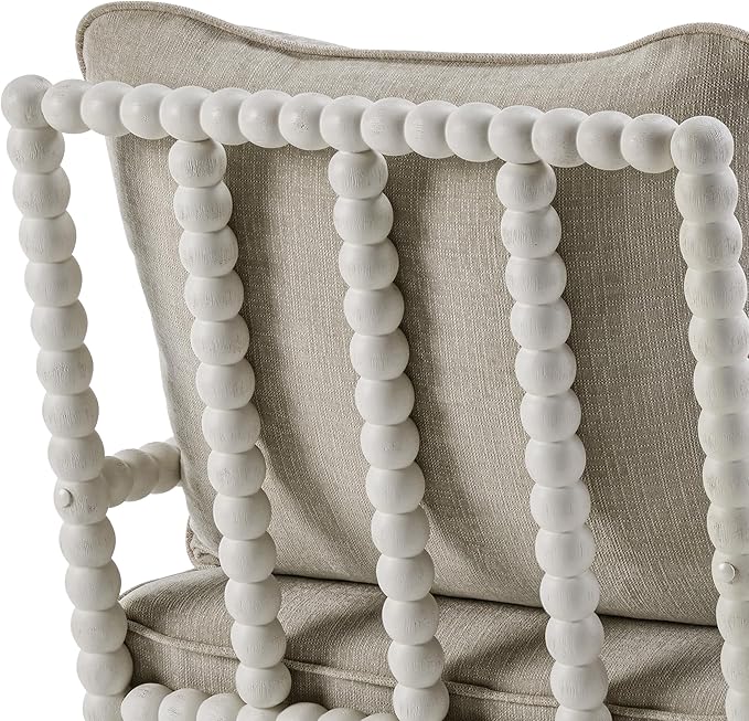 DUHOME Linen Fabric Spindle Accent Chairs Set of 2 with Wood Frame,Modern Accent Chairs with Padded Spring Seat and Brushed White Base for Living Room Bedroom Farmhouse Home Office Belcony