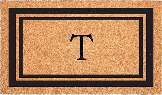 Calloway Mills 152962436T Black Border 24" x 36" Monogram Doormat, (Letter T)