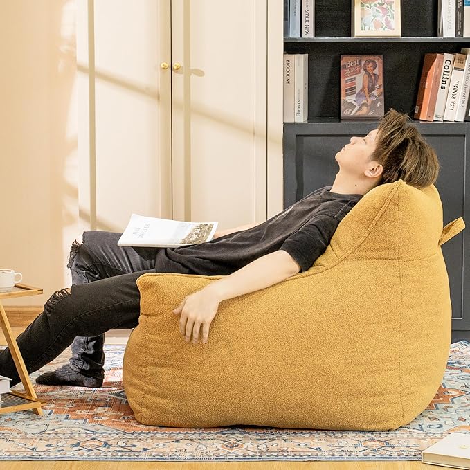 Bean Bag Chair with Filler, Bean Bag Sofa Chair with Tufted Soft Armrests Plush Lazy Sofa Comfy Chair,Large BeanBag Chair for Adults in Livingroom, Bedroom
