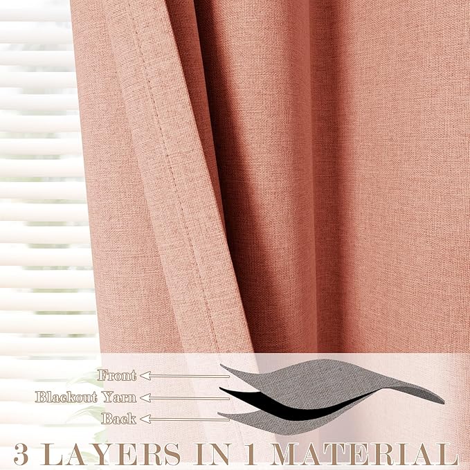 Extra Wide 100% Blackout Linen Textured Curtains - Room Dividers, W200 x L96 (1 Panel), Pinch Pleat Drapes for Living Room, Full Light Block Out Drapery for Sliding Door, Orange