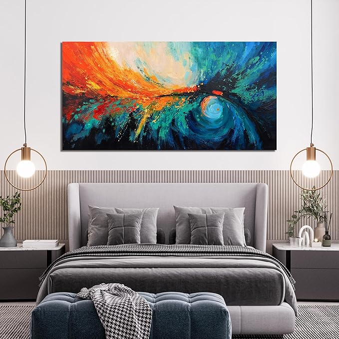 Canvas Wall Art Decor Wall Art Pictures For Living Room Blue Green Wall Art Decor Canvas Abstract Art Work Colorful Abstract Wall Art Paintings Prints For Bedroom Office Kitchen Wall Decor 20" x 40"