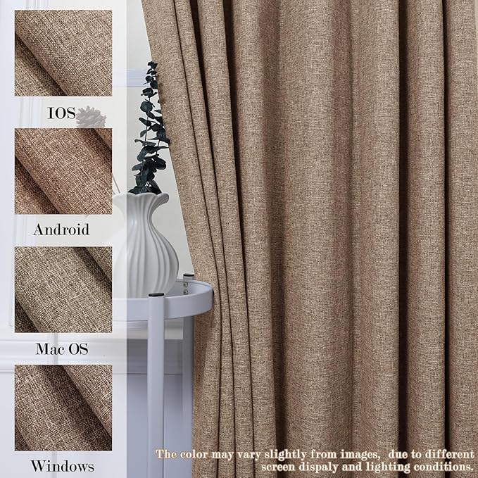 120" Wx102 L Linen Room Divider Drapes for Doorway/Glass Window/Sliding Door/Patio, Extra Wide Pinch Pleated Full Blackout Curtains for Girls Boys Teen Kids Room, 1 Panel, Taupe