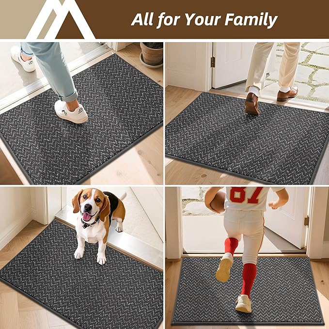 COSY HOMEER-Door-Mat 32"x48" Non Slip Absorbent Entryway Rugs Dirt Trapper Doormats Washable Entrance Mats Low Pile Welcome Floor Mat for Front Back Door and Entry Mats,Dark Grey