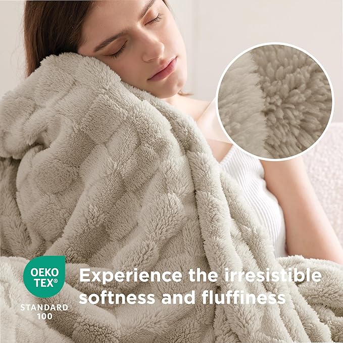 Bedsure GentleSoft Light Brown Throw Blanket for Couch - Checkered Fleece Blankets Gifts for Women Men Girls, Cute Soft Cozy Throw for Bedroom Home Decor Gifts, 50x60 Inches