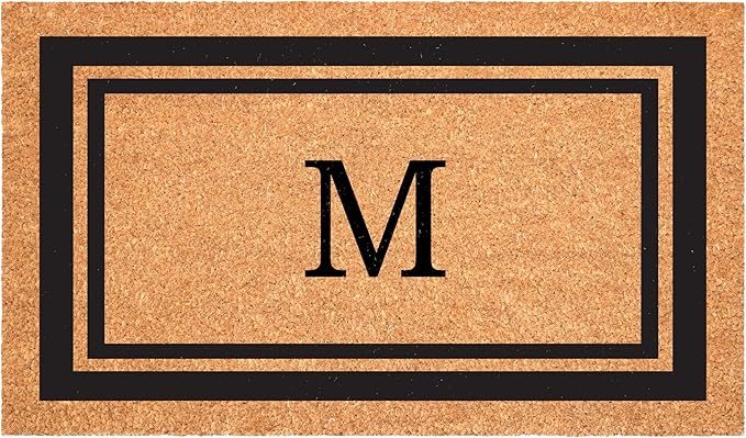 Calloway Mills 152961830M Black Border 18" x 30" Monogram Doormat, (Letter M)
