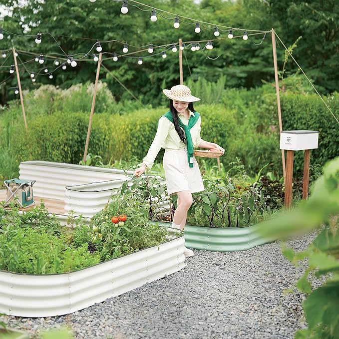 DaisyVibe Raised Garden Bed Kit, Planter Raised Garden Boxes Outdoor, Oval Large Metal Raised Garden Beds for Vegetables Flowers (Grey, 6.5ftx2ftx1ft)