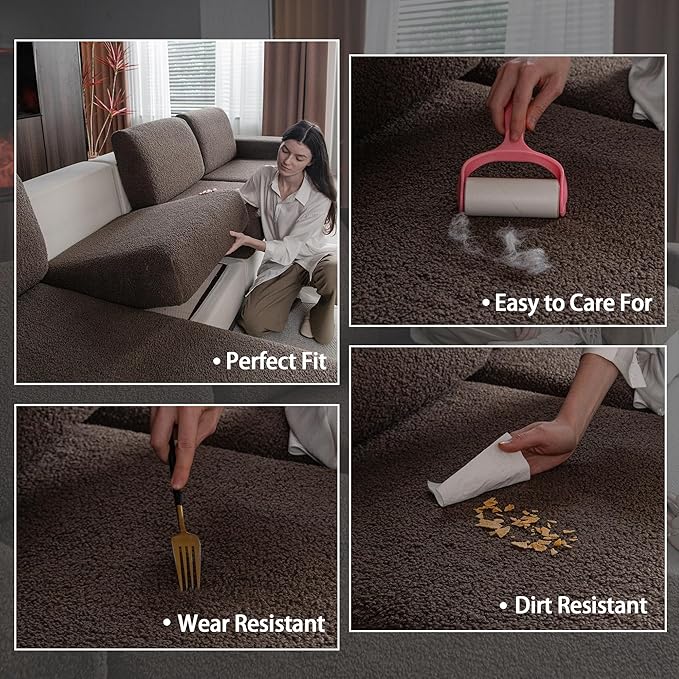 Couch Cushion Covers for Sectional Sofa, Stretch Soft Sofa Slipcovers Washable Wear-Resistant Universal Furniture Protector for Living Room(1 Piece Armrest Cover, Brown)