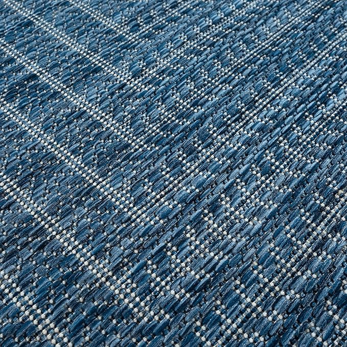 Adiva Rugs Outdoor Indoor Area Rug, Weather Resistant, Easy to Clean, Stain Resistant Floor Mat for Dining Room, Backyard, Deck, Patio (Azure Denim Blue, 6' X 9')