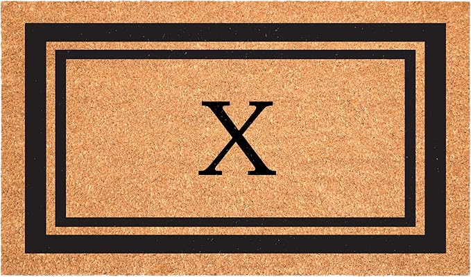 Calloway Mills 152962436X Black Border 24" x 36" Monogram Doormat, (Letter X)