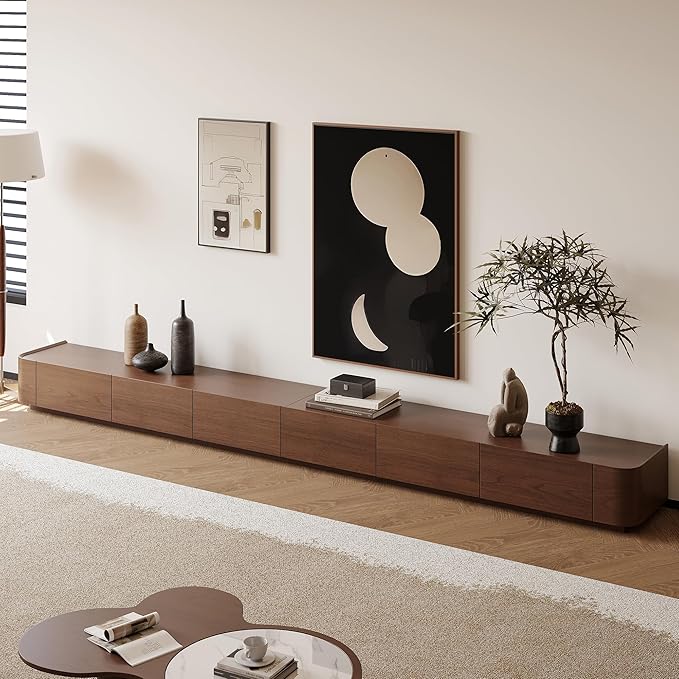 134" Farmhouse TV Unit - Large Wood Entertainment Center with Storage Drawers for 75"+ TVs, Home Office Floor Console