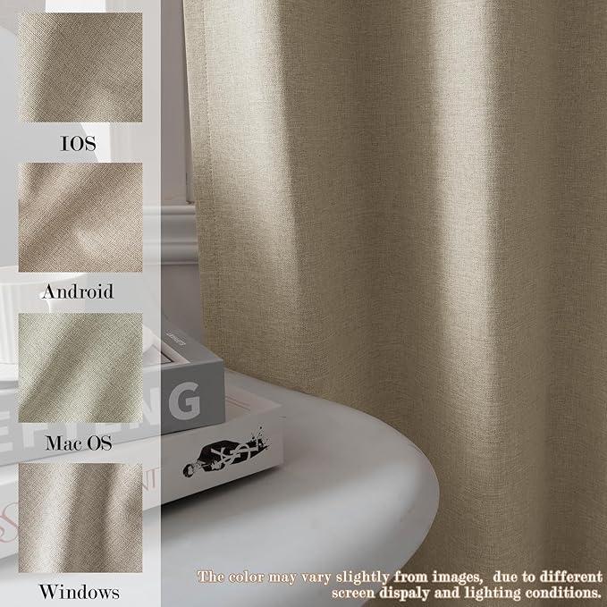 Full Blackout Privacy Curtains, 240 Inch Extra Wide Linen Blend Drapes, Pinch Pleat Window Drapery for Room Divider Storage/Space Room Separation, 1 Panel, W 240" x L 96", Light Khaki