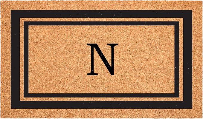 Calloway Mills 152963048N Black Border 30" x 48" Monogram Doormat Letter (N)