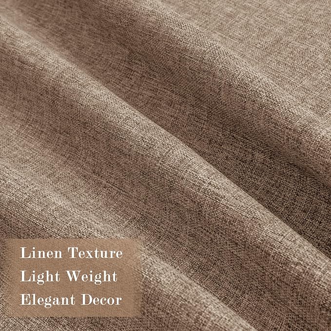 Extra Wide 100% Blackout Linen Textured Curtains - Room Dividers, W150 x L108 (1 Panel), Pinch Pleat Drapes for Living Room, Full Light Block Out Drapery for Sliding Door, Taupe