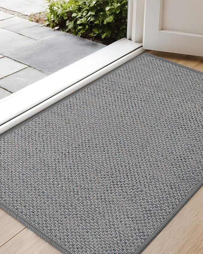 Color&Geometry Front Door Mat Indoor 21"x31", Rugs for Entryway, Non Slip Washable Low-Profile Inside, Entry Mat Entry Rug Door Mat Indoor Entrance, Light Grey (Fold)