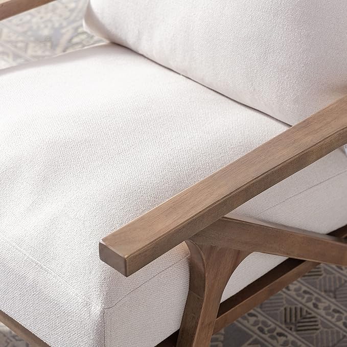 chairus Mid Century Accent Armchairs Modern Upholstered Lounge Chairs Compfy Leisure Arm Chairs for Living Room Fireplace/Bedroom/Reception/Dorms, Set of 2, Linen Fabric White