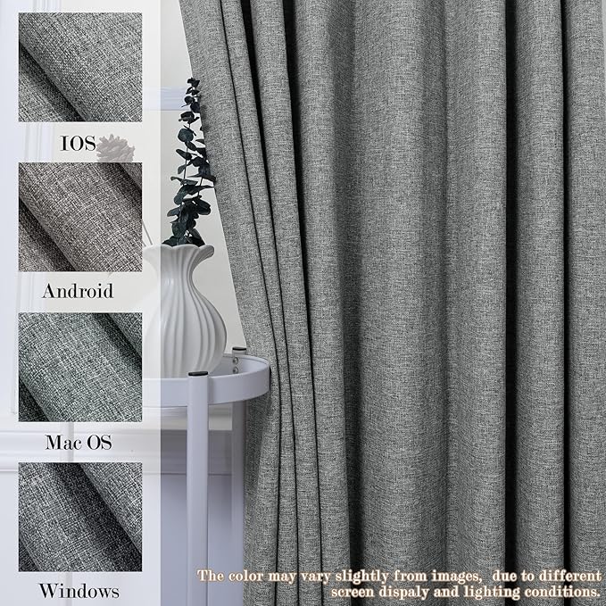 120" Wx102 L Linen Room Divider Drapes for Doorway/Glass Window/Sliding Door/Patio, Extra Wide Pinch Pleated Full Blackout Curtains for Girls Boys Teen Kids Room, 1 Panel, Mid Grey