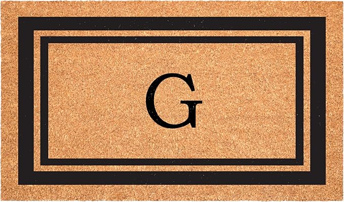 Calloway Mills 152962448 Black Border 24" x 48" Monogram Doormat (Letter G)