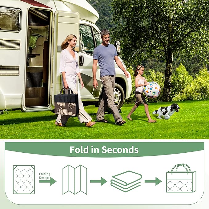 GENIMO Outdoor Rug 8' x 10' Waterproof for Patios Clearance, Reversible Outdoor Plastic Straw Camping Rug Carpet, Large Area Rugs Mats for RV, Camper, Deck, Balcony, Porch, Beach, Picnic, Coffee&Beige