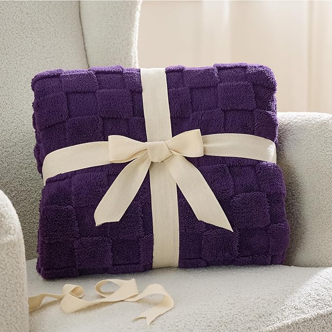 Bedsure GentleSoft Blankets Queen Size for Bed - Super Soft Cozy Blanket for Women Men Girls, Large Fuzzy Fleece Throw for Bedroom Decor, Purple, 90x90 Inches