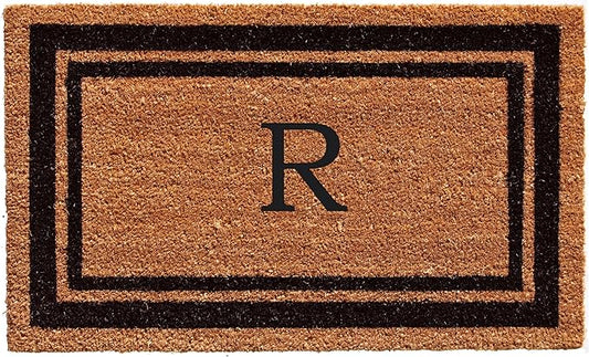 Calloway Mills 152963672R Black Border 36" x 72" Monogram Doormat Letter (R)