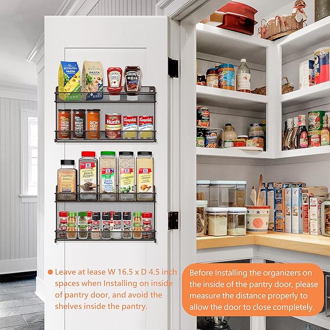 CAXXA 2 PK 2 Tier Mesh Kitchen Counter-top or Wall Mount Spice Rack Jars Storage Organizer, Bronze