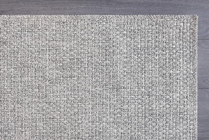 CAMILSON Easy Jute Rug 6x9, Indoor Outdoor Gray Color Farmhouse Area Rugs for Living Room Patio and Kitchen Rug, Solid Boho Woven Design, Easy-Cleaning, Washable Outside Carpet Alfombras (6 x 9)