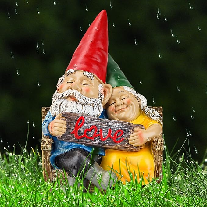 Garden gnome statue for outdoor decor,Couple in love gnomes figurine for patio lawn yard garden outdoor decoration,garden sculptures & statues,knome romantic indoor ornament forever lover gift