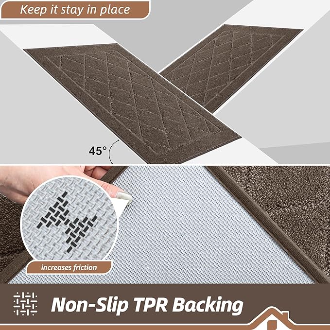 BEQHAUSE Dirt Trapper Door Mat 32" x 48", Doormat Non-Slip Entryway Rugs Washable, Dog Door Mat Stain Resistant and Absorbent Welcome Floor Mat for Front Back Door, Muddy Wet Shoes & Paws, Light Brown