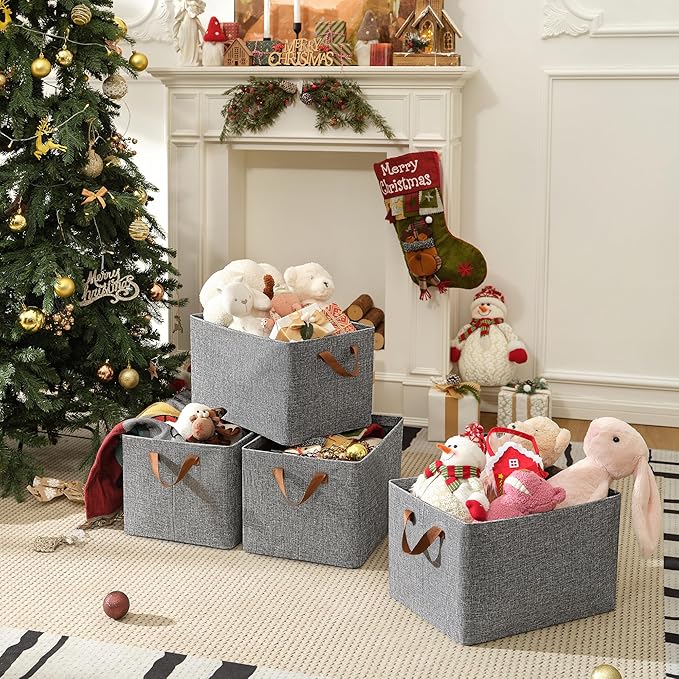 GRANNY SAYS Storage Baskets for Shelves, Closet Organizer Bins, Clothes Storage Bins with Metal Frame, Extra Large Baskets for Organizing and Storage, Collapsible, Gray, 2-Pack