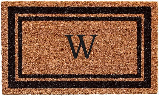 Calloway Mills 152963672W Black Border 36" x 72" Monogram Doormat Letter (W)