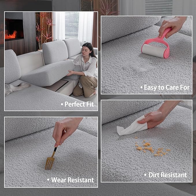 Couch Cushion Covers for Sectional Sofa, Stretch Soft Sofa Slipcovers Washable Wear-Resistant Universal Furniture Protector for Living Room(1 Piece Oversized Cover, Light Gray)