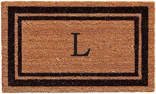 Calloway Mills 152963672L Black Border 36" x 72" Monogram Doormat Letter (L)