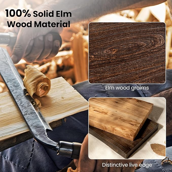 Fun Memories Floating Shelves for Wall, 36"x9.3" Rustic Solid Elm Wood Shelves, Heavy-Duty Wall Mounted Shelves with Invisible Brackets, Set of 2 for Living Room, Bedroom, Kitchen, Grey Finish