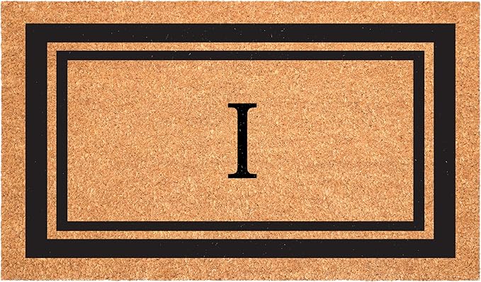 Calloway Mills 152962448 Black Border 24" x 48" Monogram Doormat (Letter I)