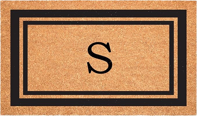 Calloway Mills 152961830S Black Border 18" x 30" Monogram Doormat, (Letter S)