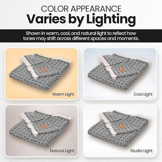 Gold Case Throw Blanket for Couch – 100% Recycled Turkish Cotton Blankets & Throws – Elegant Decorative Throw Blankets for Living Room Sofa – Woven Throws for Couch – Retro Black – 50x60